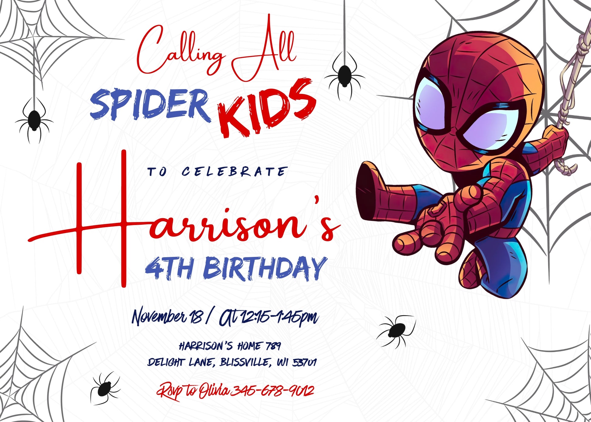 Spidey and His Amazing Friends customizable invitation template | Share or Print | boy | YC552
