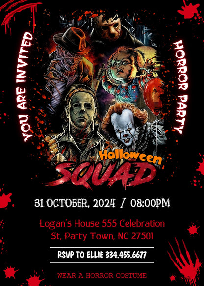 Horror Killer Movie Party customizable invitation template | Share or Print | UO890