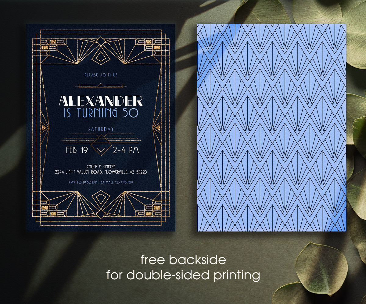 The Great Gatsby Art Deco customizable invitation template | Share or Print | OS712
