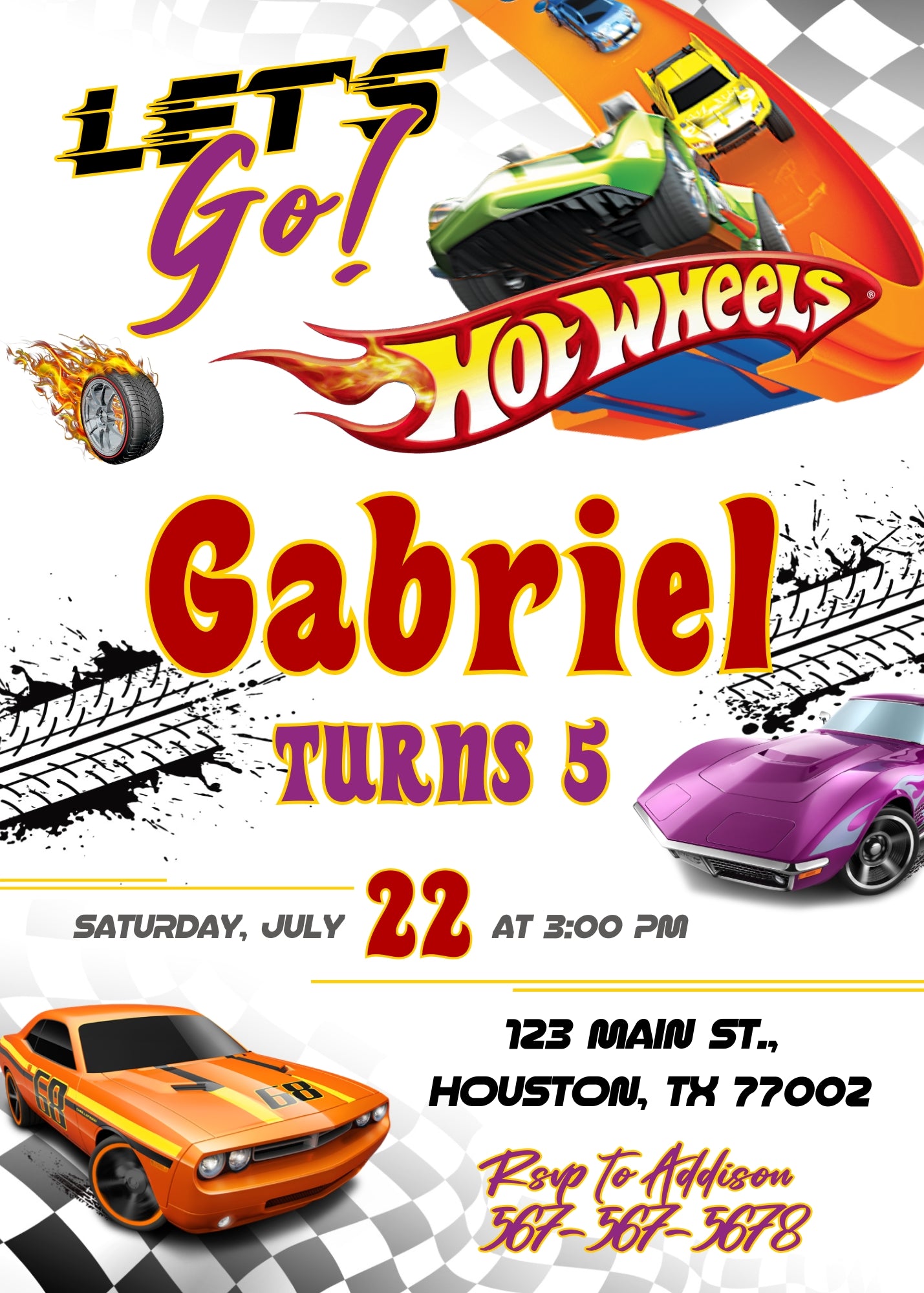 Hot Wheels Racing customizable invitation template | Share or Print | boy | LC748