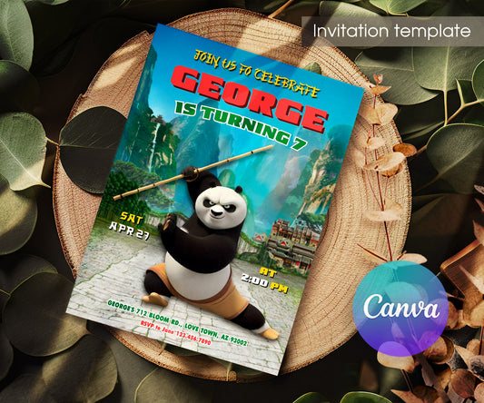 Kung Fu Panda Po customizable invitation template | Share or Print | OQ951