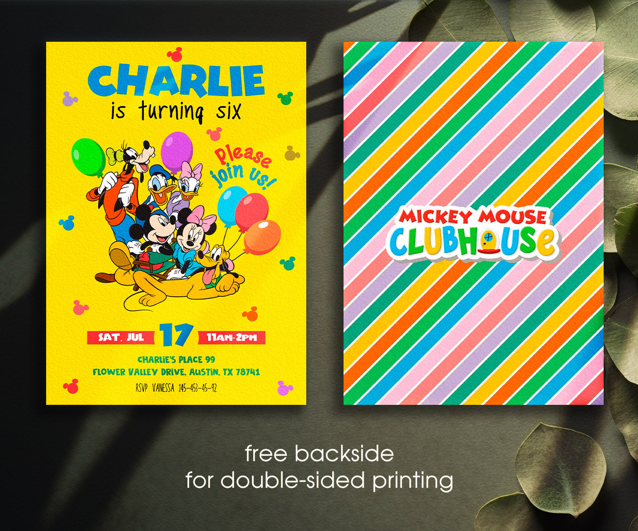 Clubhouse Mickey Mouse customizable invitation template | Share or Print | XN027
