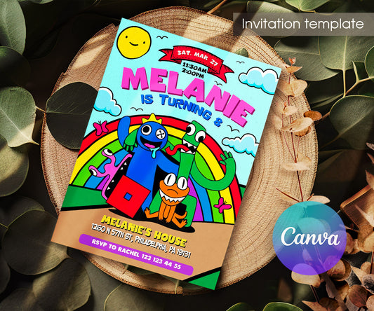 Rainbow Friends customizable invitation template | Share or Print | OJ937