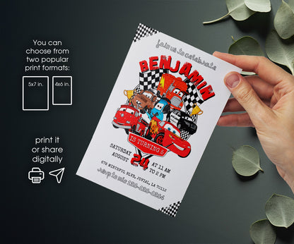 Cars Lightning McQueen customizable invitation template | Share or Print | boy | OP740