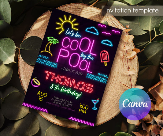 Pool Party customizable invitation template | Share or Print | boy | SW484