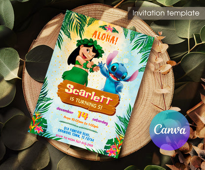 Lilo & Stitch Aloha customizable invitation template | Share or Print | OW994