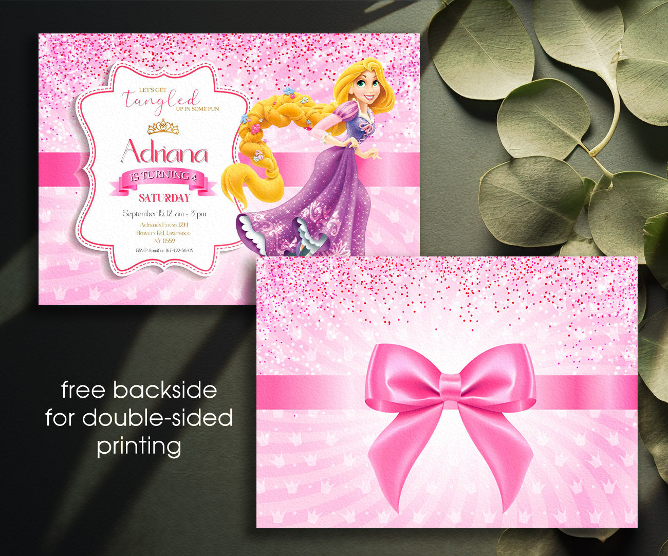 Rapunzel Princess Tangled customizable invitation template | Share or Print | girl | EL803