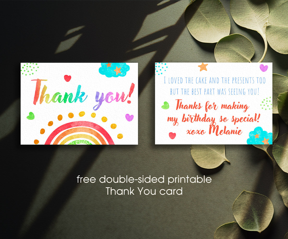Rainbow Unicorn Party customizable invitation template | Share or Print | IR018