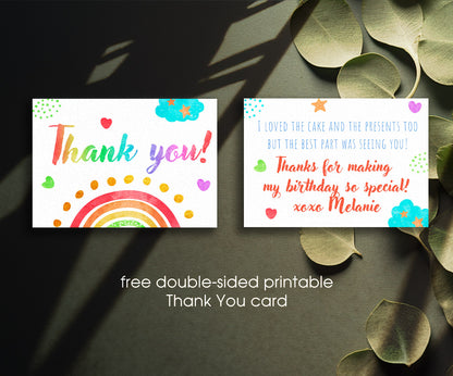 Rainbow Unicorn Party customizable invitation template | Share or Print | IR018