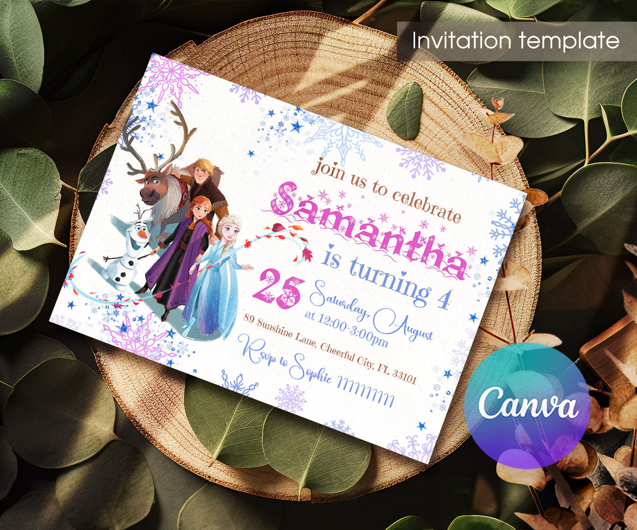 Frozen Elsa customizable invitation template | Share or Print | girl | MZ210