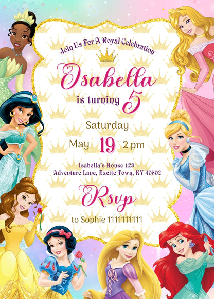 Disney Princess customizable invitation template | Share or Print | girl | LO063