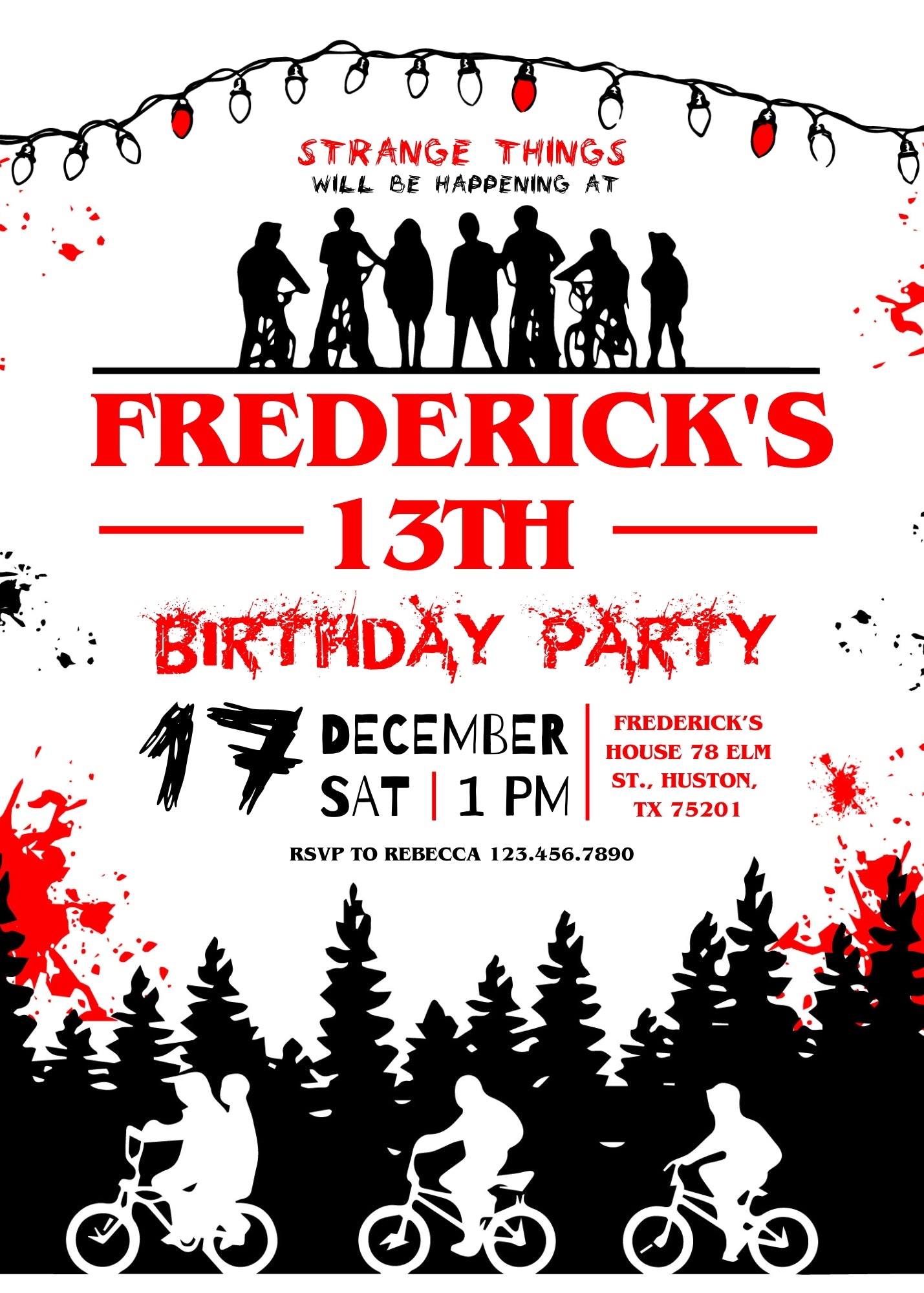 Stranger Things customizable invitation template | Share or Print | XR150