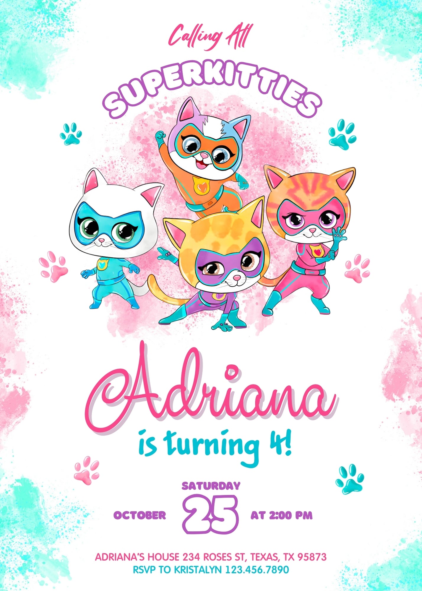 SuperKitties customizable invitation template | Share or Print | WV635