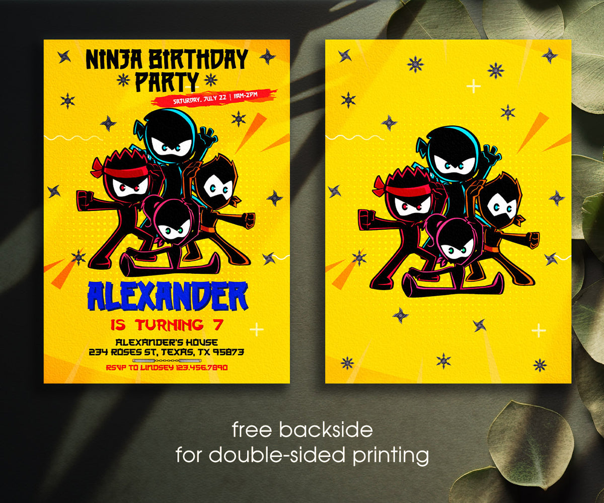 Ninja Kidz TV customizable invitation template | Share or Print | VG250