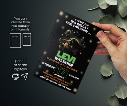 Baby Yoda Grogu Star Wars Mandalorian customizable invitation template | Share or Print | boy | AB784