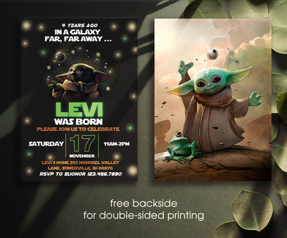 Baby Yoda Grogu Star Wars Mandalorian customizable invitation template | Share or Print | boy | AB784