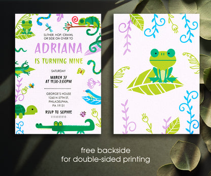 Reptile Lizard Snake customizable invitation template | Share or Print | TP035