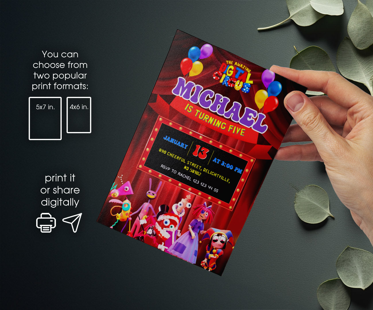 The Amazing Digital Circus customizable invitation template | Share or Print | BH065