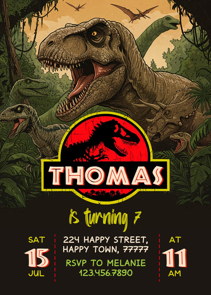 Jurassic World Dinosaur customizable invitation template | Share or Print | TK560
