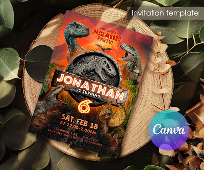 Jurassic World Dinosaur customizable invitation template | Share or Print | BG651