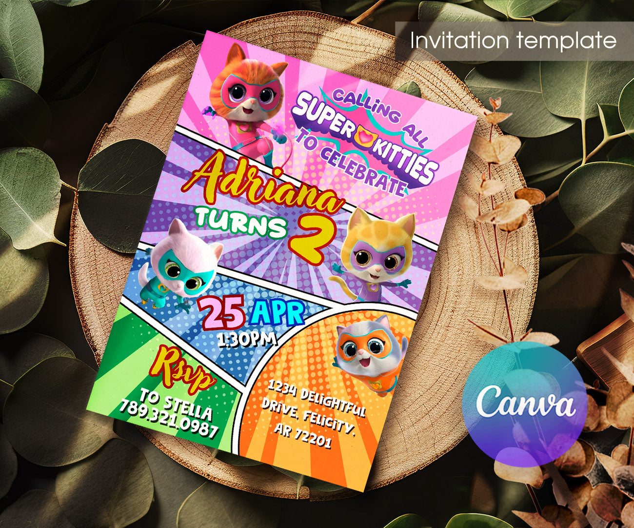 SuperKitties customizable invitation template | Share or Print | UD589