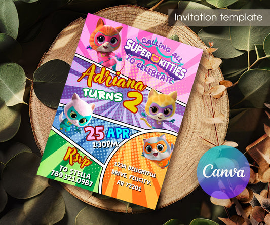 SuperKitties customizable invitation template | Share or Print | UD589