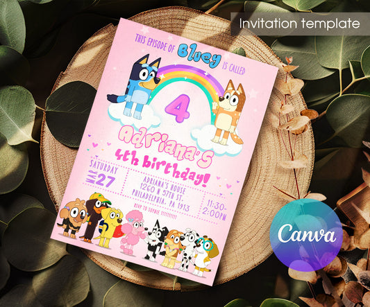 Bluey Bingo customizable invitation template | Share or Print | XZ866