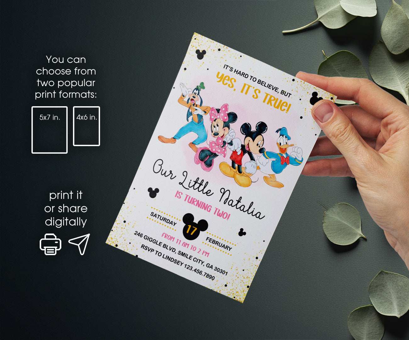 Mickey Mouse and Friends customizable invitation template | Share or Print | WX174