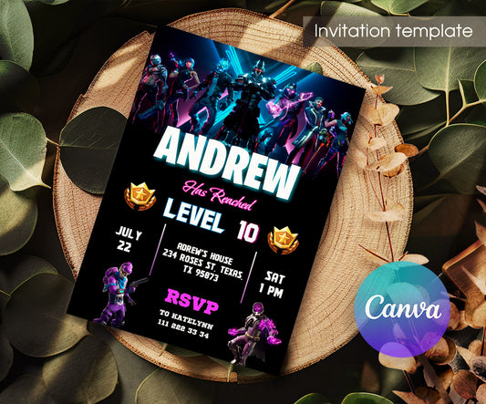 Fortnite Gamer customizable invitation template | Share or Print | boy | VG276