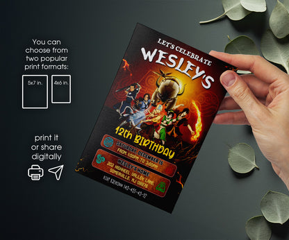 Avatar The Last Airbender customizable invitation template | Share or Print | HW753