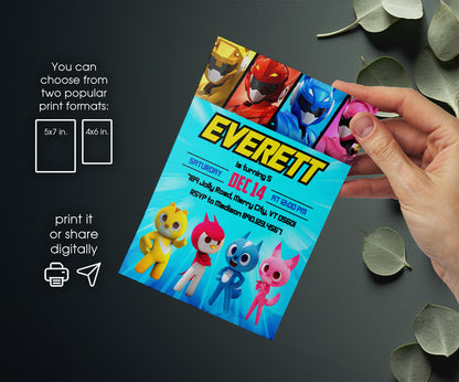 Miniforce customizable invitation template | Share or Print | boy | PA774