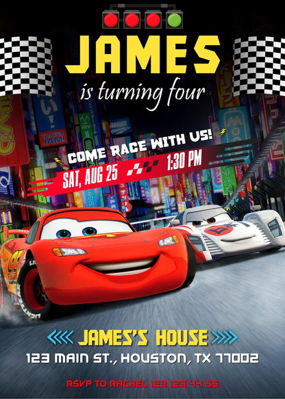 Cars Lightning McQueen customizable invitation template | Share or Print | boy | SK253