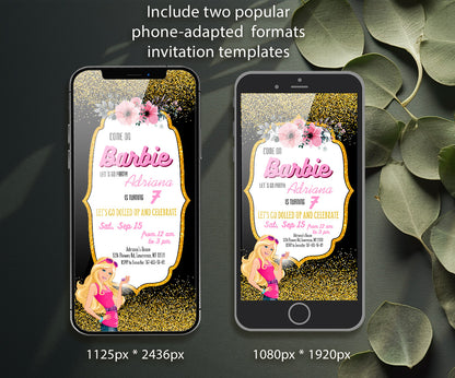 Barbie Pink customizable invitation template | Share or Print | girl | CA265
