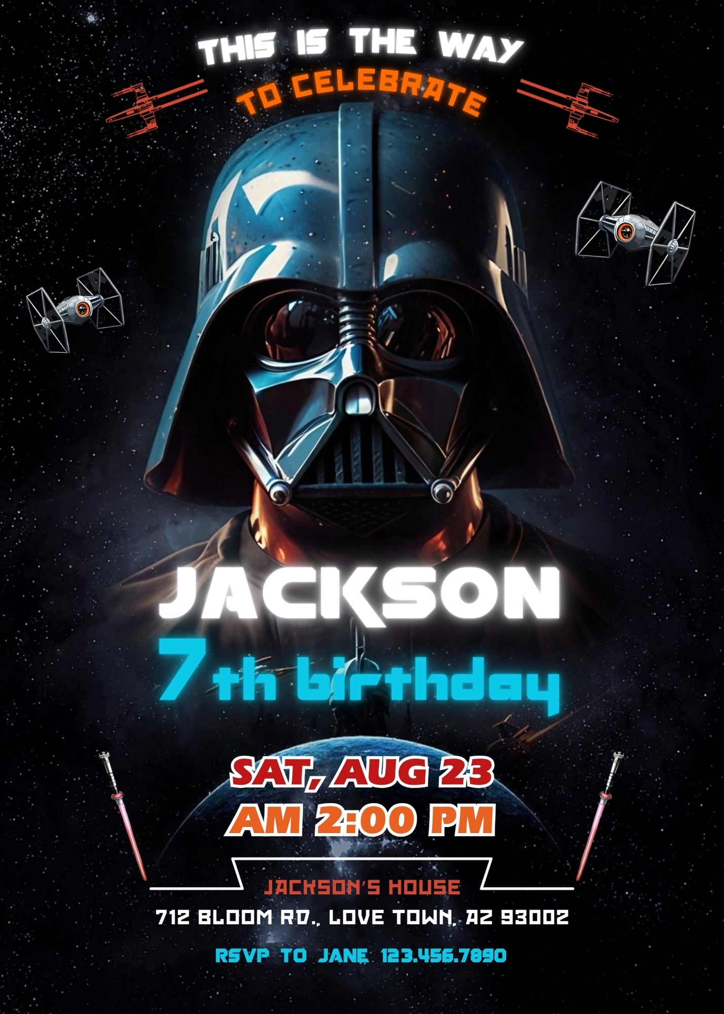 Star Wars Darth Vader customizable invitation template | Share or Print | boy | KQ374