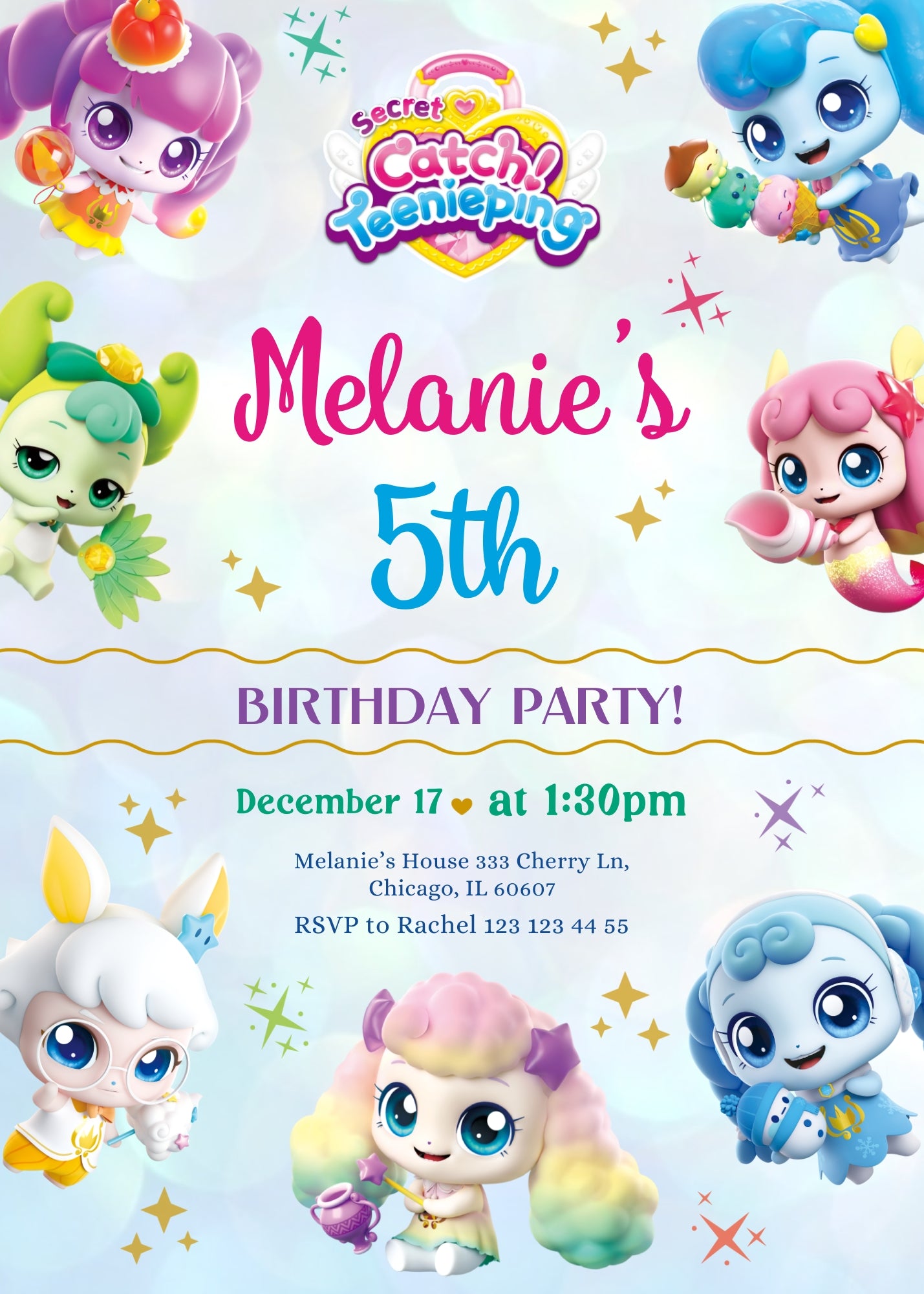 Catch Teenieping customizable invitation template | Share or Print | girl | GP451