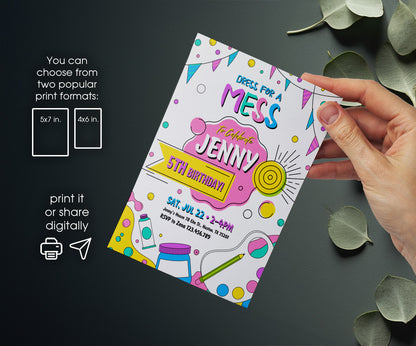 Art Party customizable invitation template | Share or Print | girl | PI739