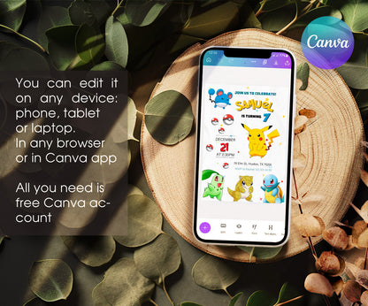 Pokemon Pikachu customizable invitation template | Share or Print | ZD135