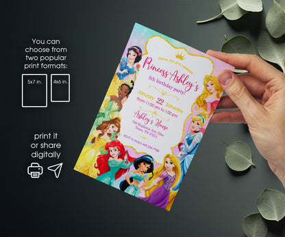 Disney Princess customizable invitation template | Share or Print | girl | EI251