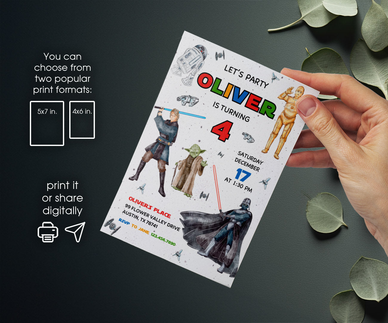 Star Wars Darth Vader customizable invitation template | Share or Print | boy | ZT379