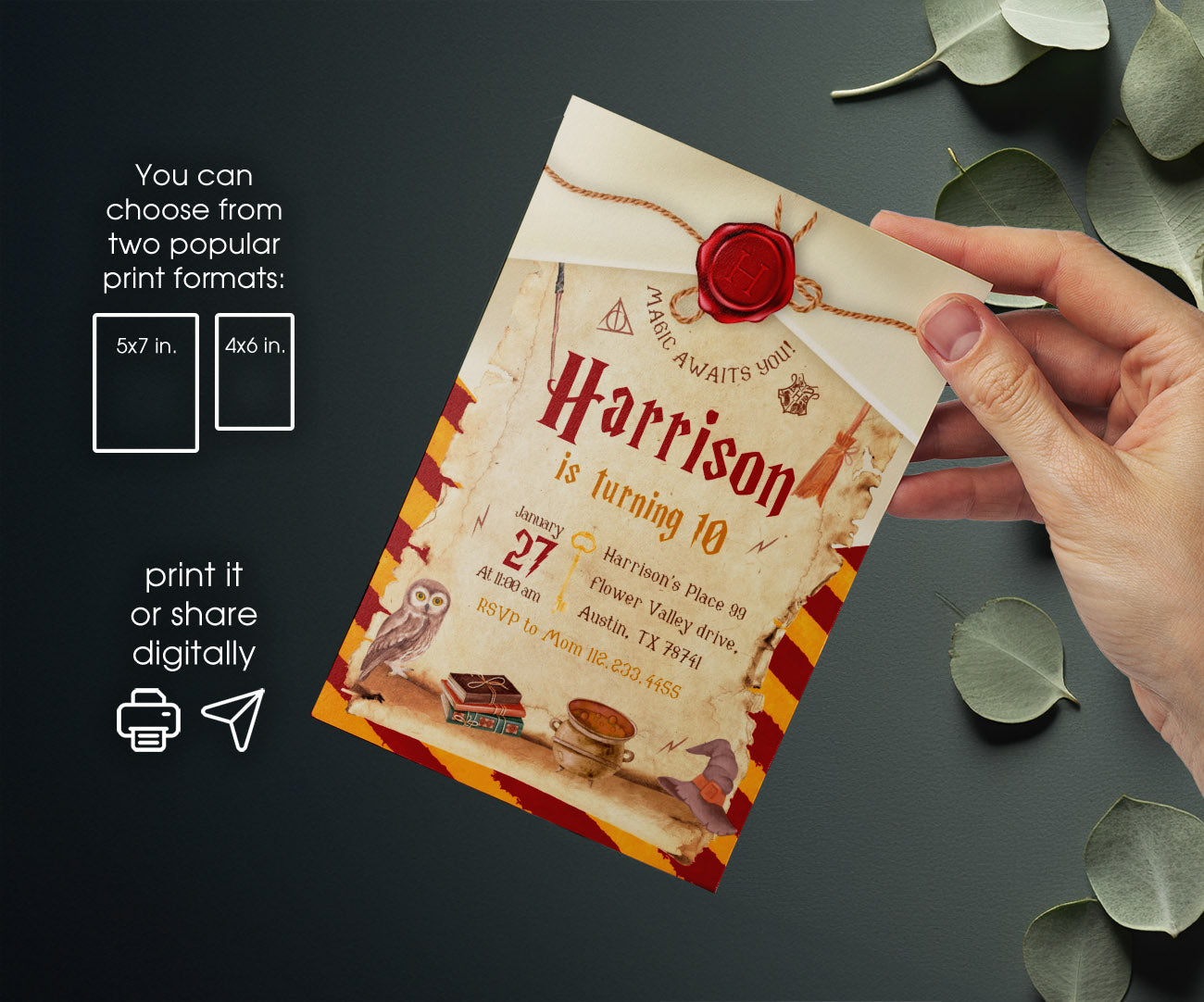 Harry Potter customizable invitation template | Share or Print | ZZ671