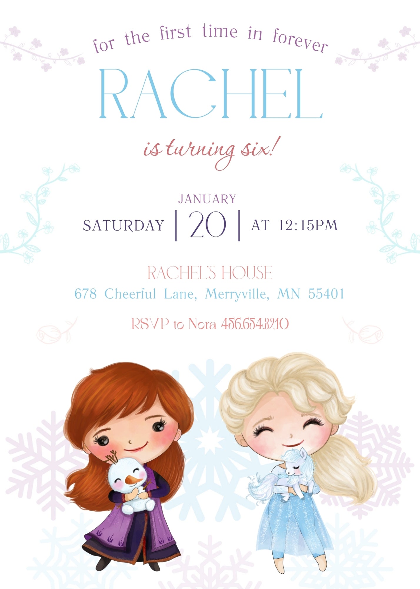 Frozen Elsa customizable invitation template | Share or Print | girl | BO654