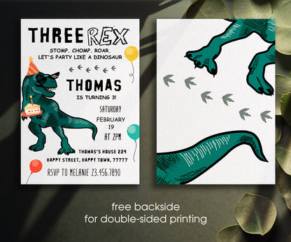 Dinosaur T-Rex customizable invitation template | Share or Print | JQ052