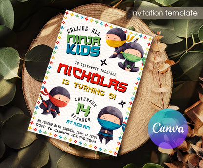 Ninja Kidz TV customizable invitation template | Share or Print | TN862
