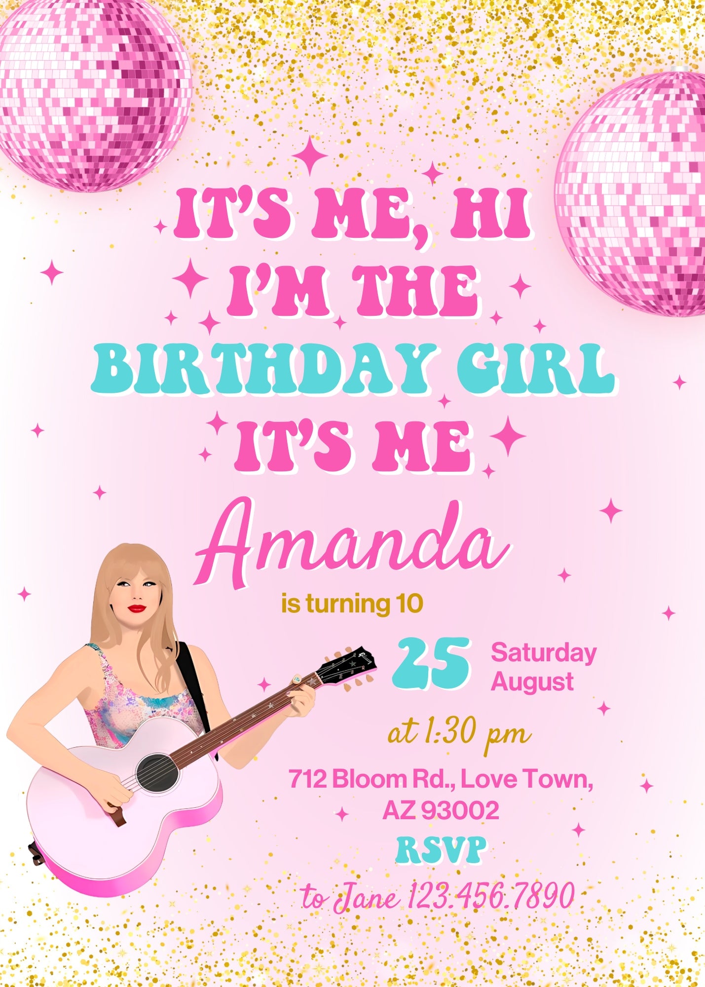 Taylor Swift Eras Tour customizable invitation template | Share or Print | girl | VJ576