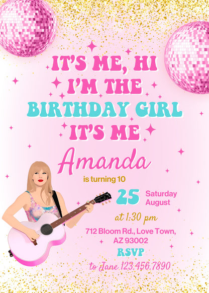 Taylor Swift Eras Tour customizable invitation template | Share or Print | girl | VJ576