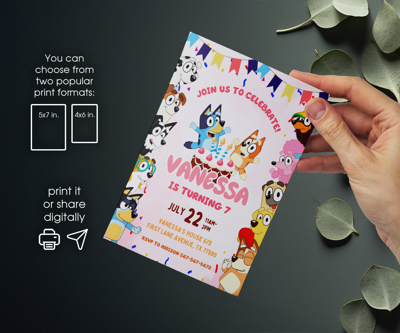 Bluey Bingo customizable invitation template | Share or Print | VP841