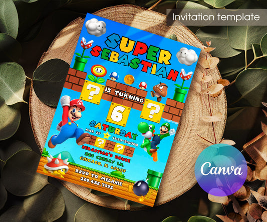 Super Mario Bros customizable invitation template | Share or Print | QX181