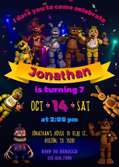 Five Nights at Freddy's customizable invitation template | Share or Print | UD236