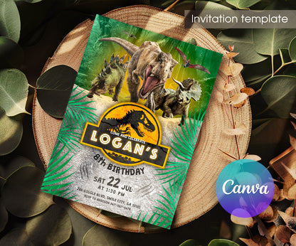 Jurassic Park Dinosaur customizable invitation template | Share or Print | AL108