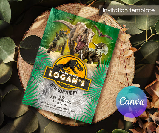 Jurassic Park Dinosaur customizable invitation template | Share or Print | AL108
